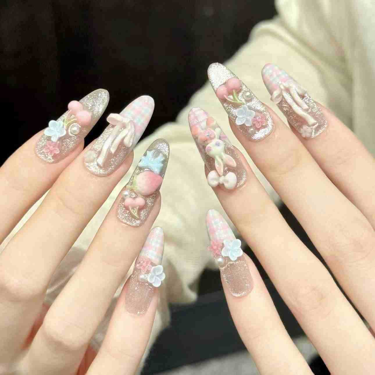 10PCS Oval Handmade Press On N - Pressed Flower Art recension och pris