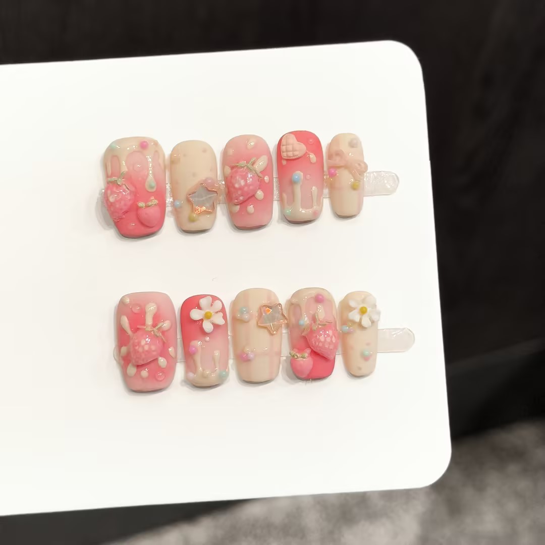 10PCS Square Handmade Press On - Pressed Flower Art recension och pris