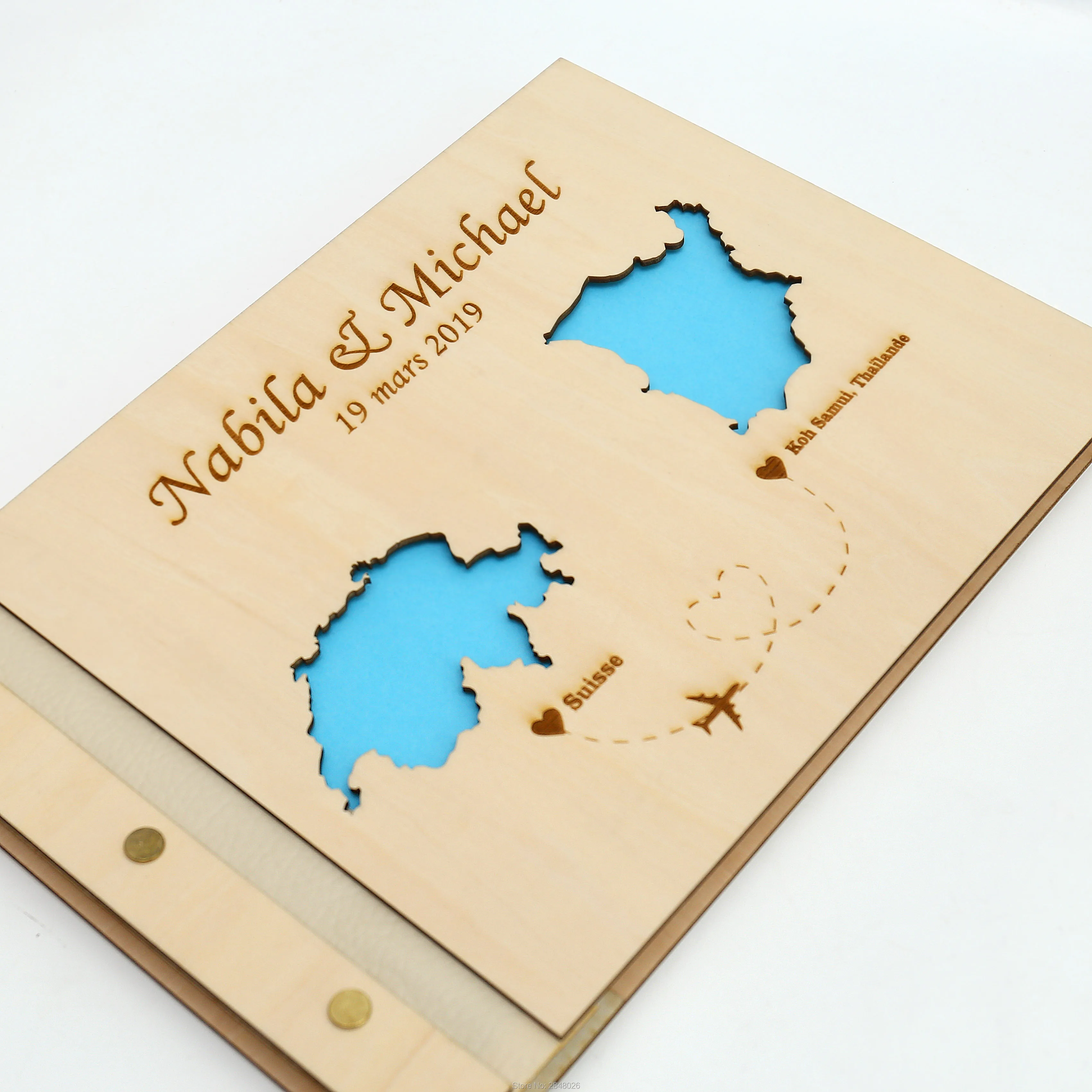 Rustic engraved wedding guestb - Custom Star Map recension och pris