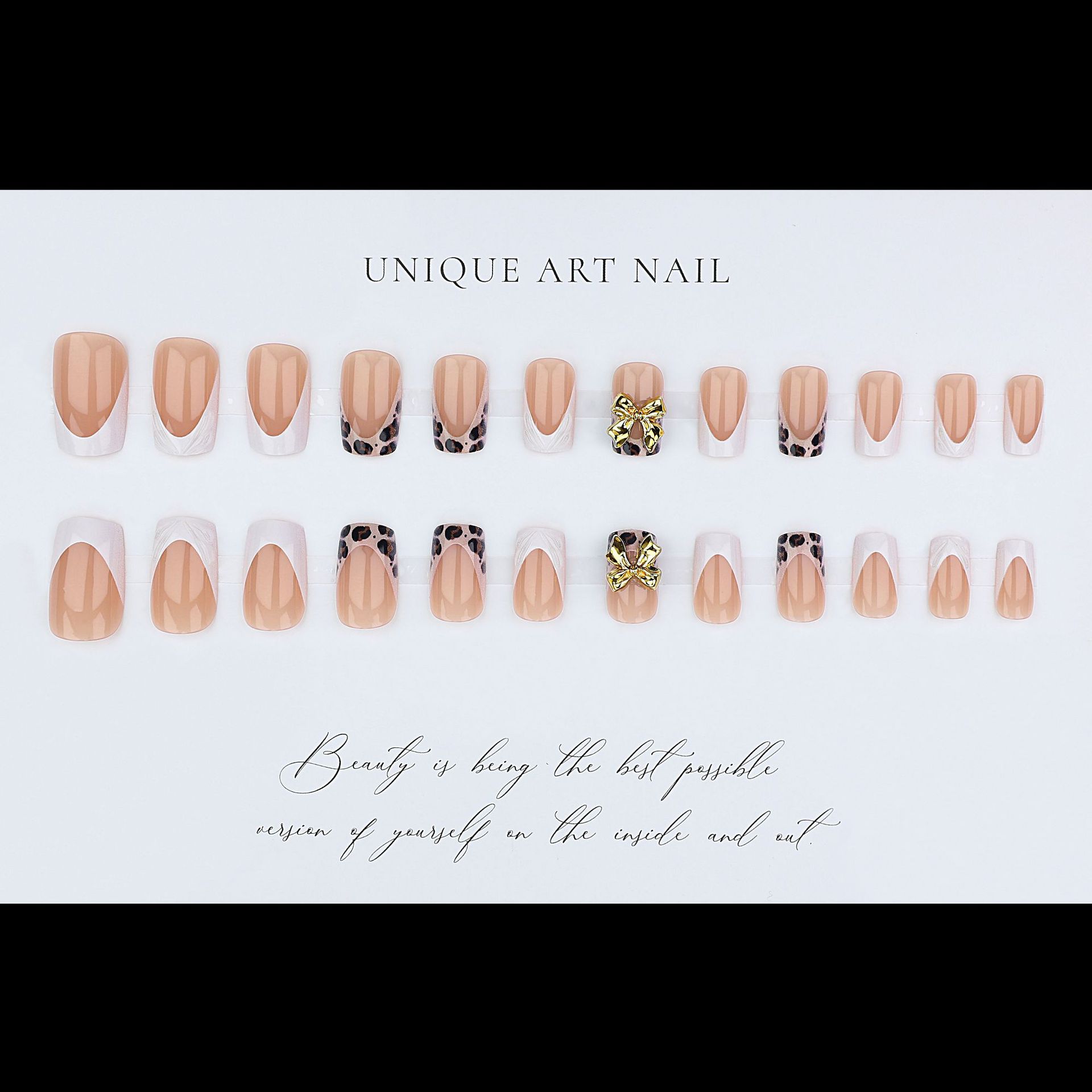 Short square fake nails for wo - Pressed Flower Art recension och pris